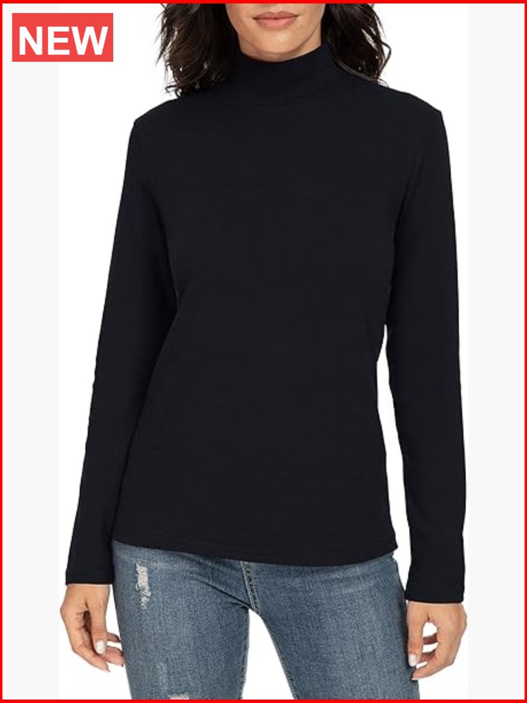 Mock Turtleneck Cotton Long Sleeve Layering T Shirt Tops